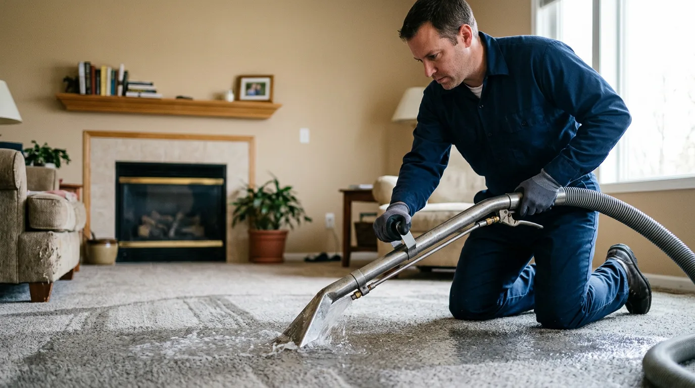 Water damage restoration technician working near Grand Haven, MI